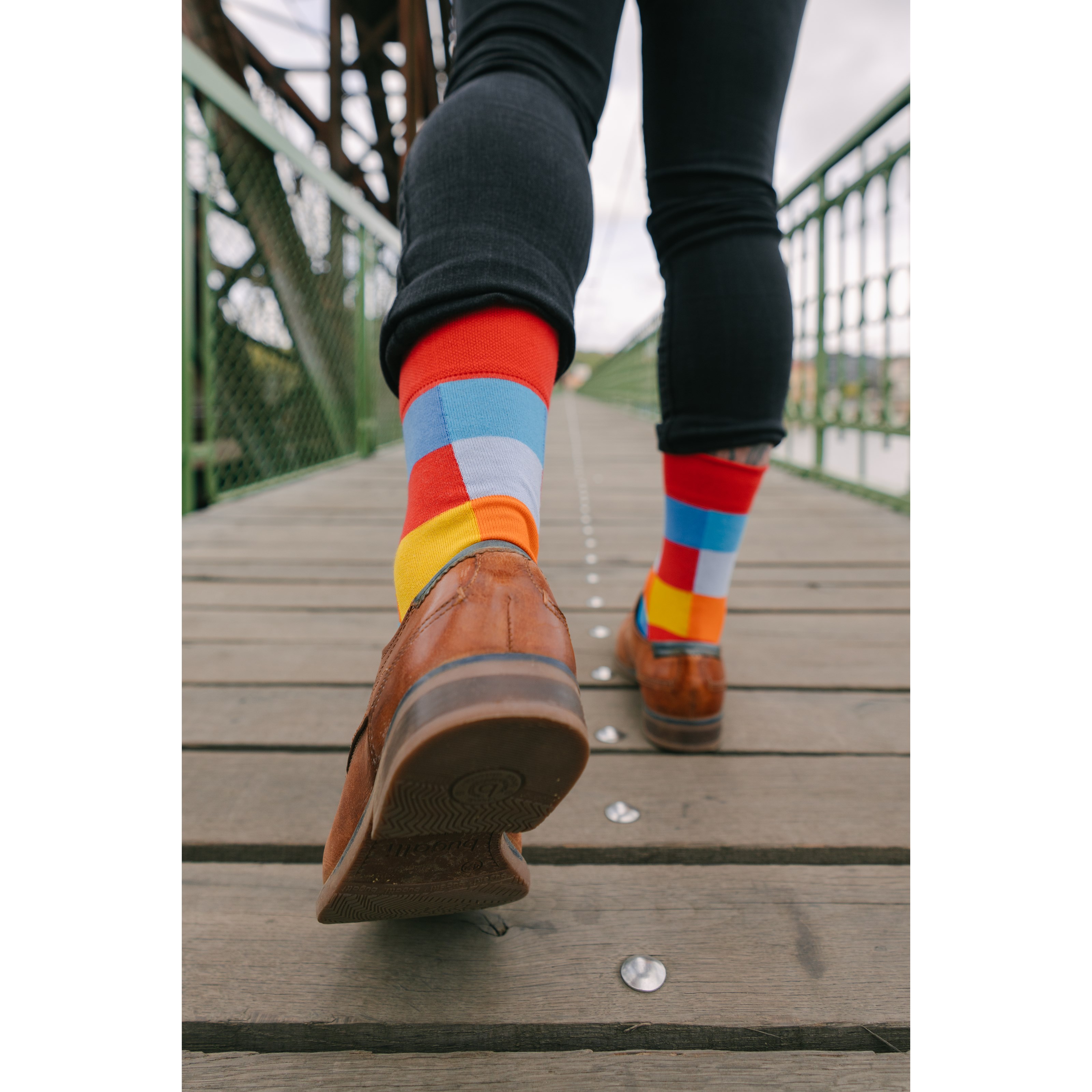 DECUBE cotton checked socks with silver MIXED COLOURS (3 pairs) Lonka 122259 L-11