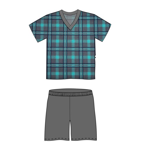 Men's short-sleeved pyjamas KÁJA pattern KOSTKA 07 Lonka 124150 L-11