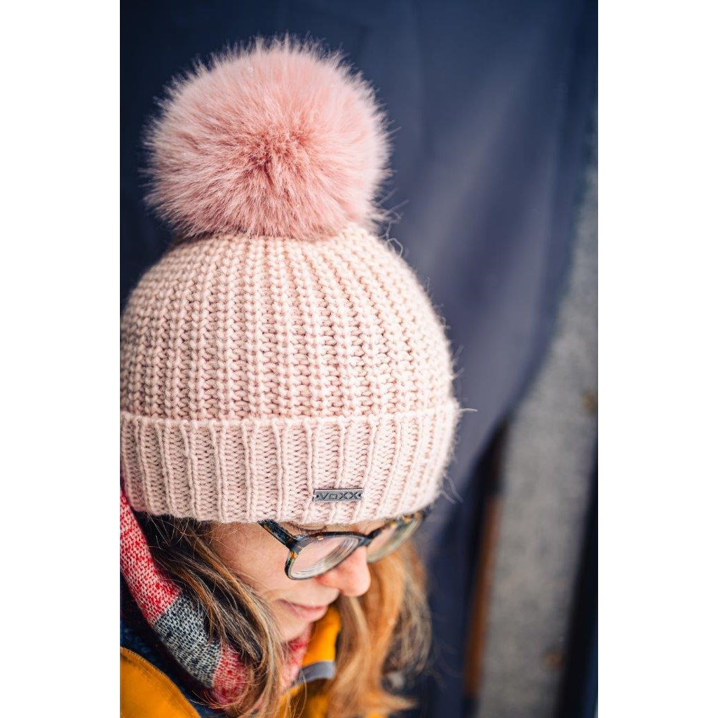 MINOR women's knitted hat with merino wool and pompom PINK VoXX 124512 L-11