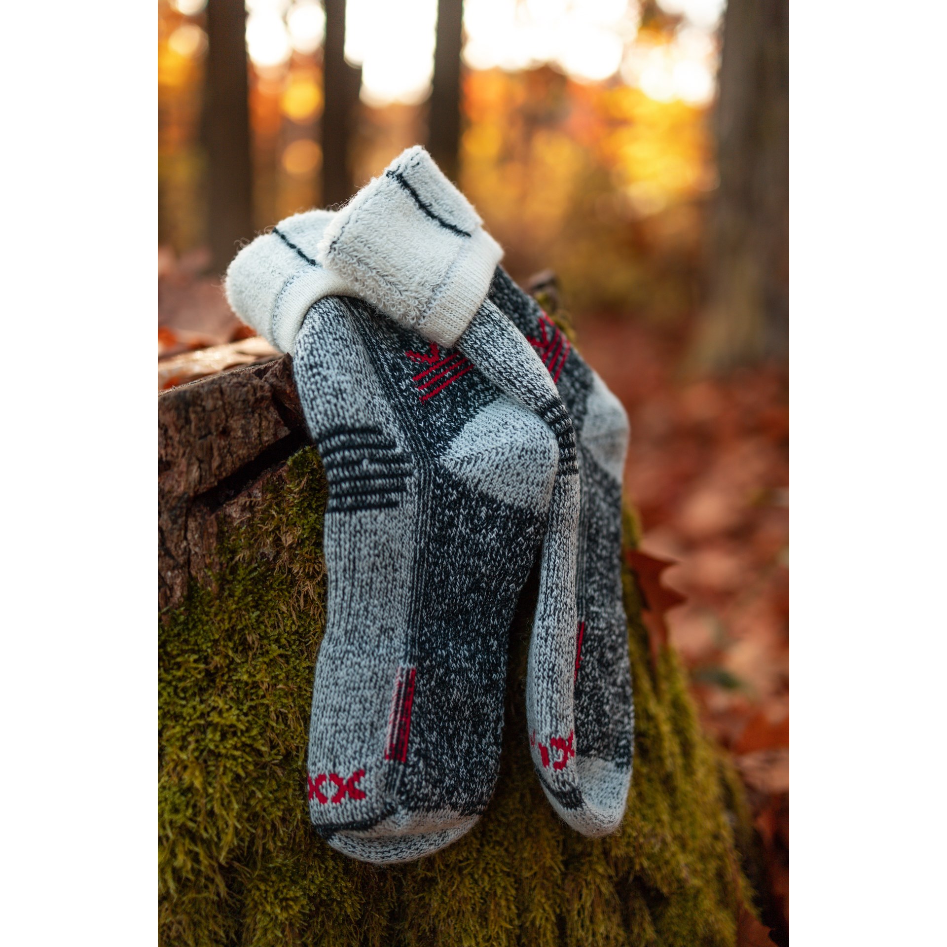 ORBIT winter thermo socks made of merino wool GREY MELANGE WITH RED VoXX 122396 L-11