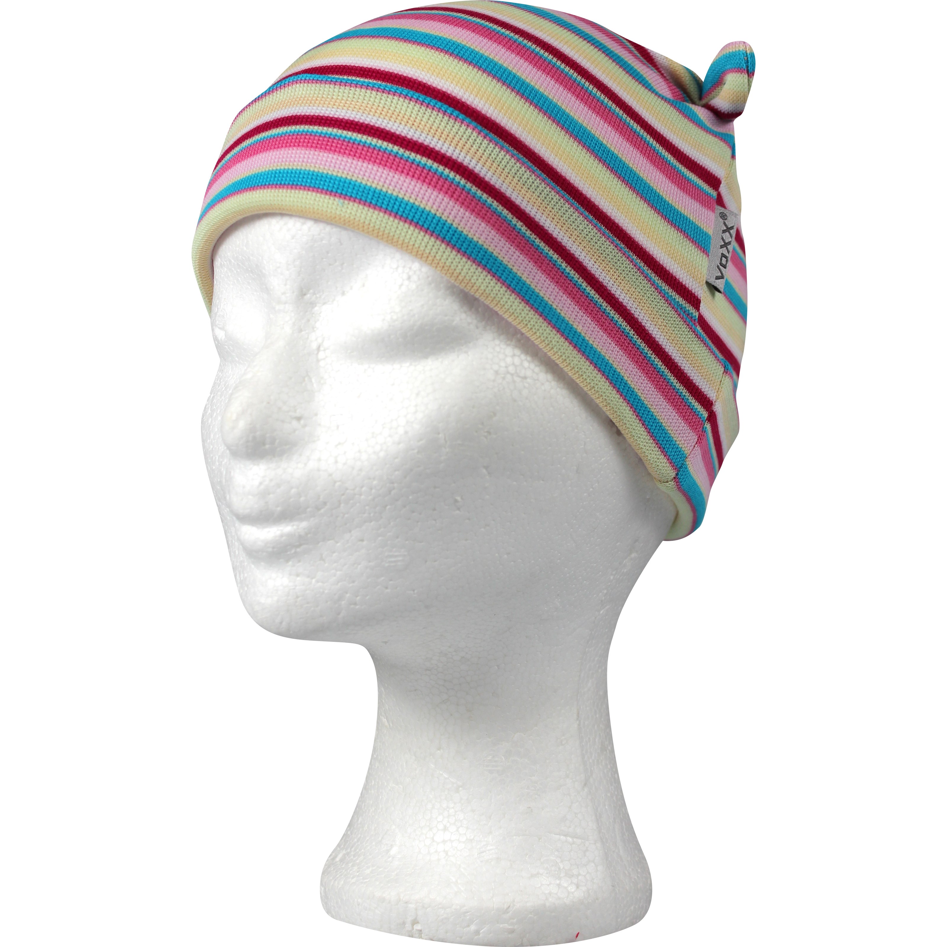RAVČES EARS baby hat, cotton, WITH STRIPES, pattern A VoXX 122597 L-11