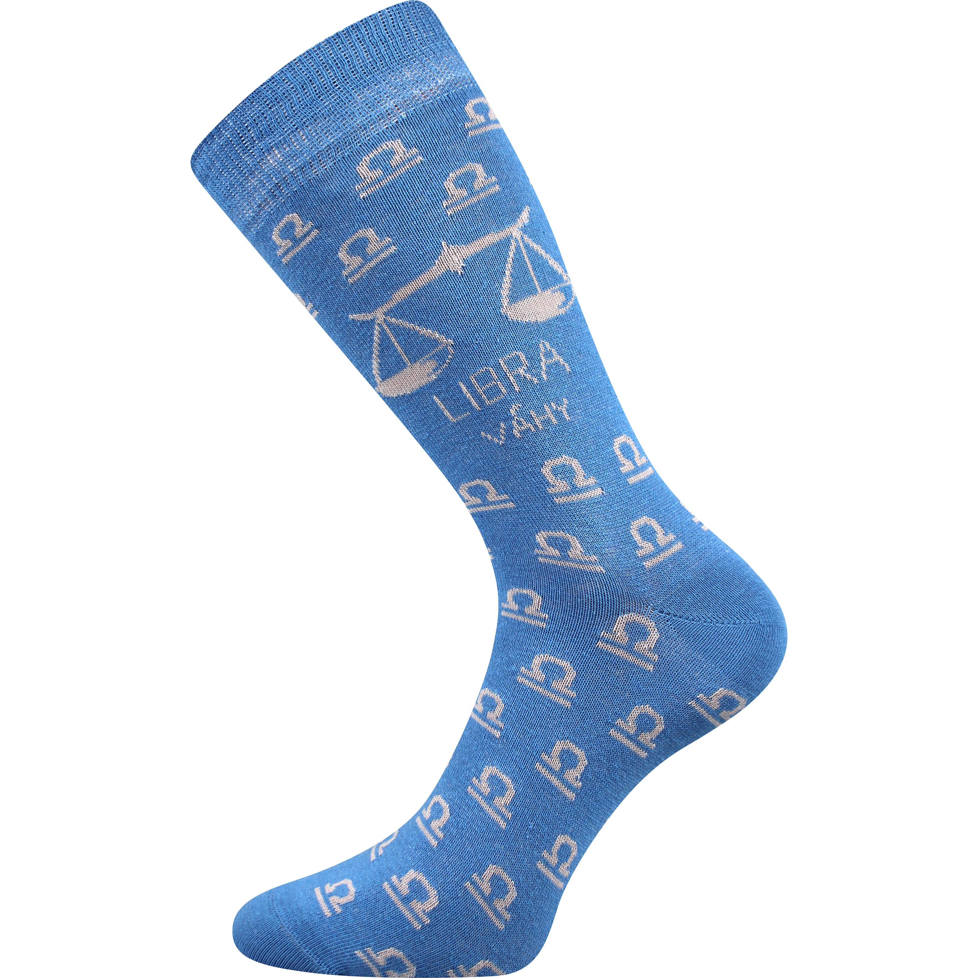 Socks with the ZODIAC sign in a LIBRA box, light blue BOMA 123660 L-11