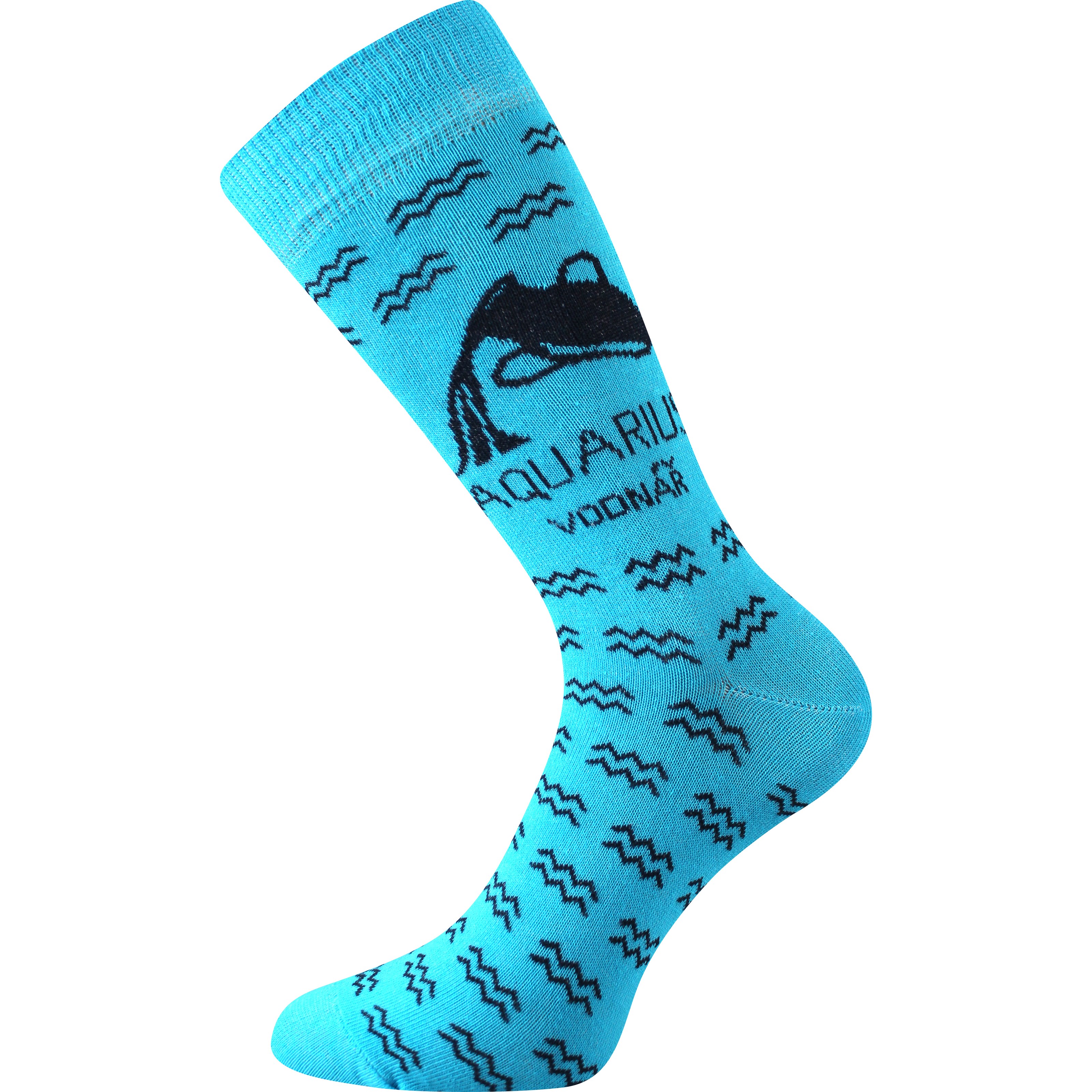 Socks with the ZODIAC sign in an AQUARIUS box, azure blue BOMA 123665 L-11