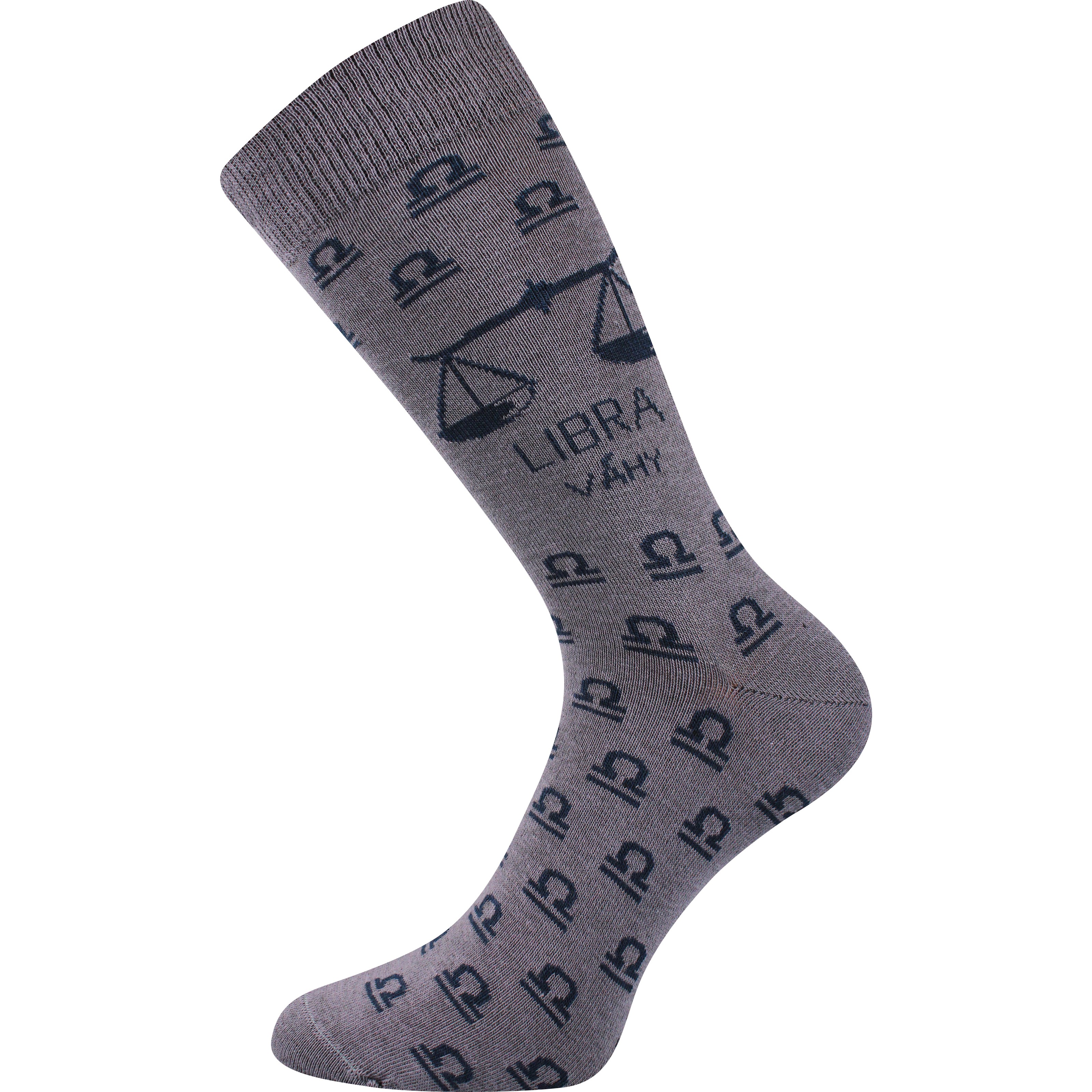 Socks with the ZODIAC sign in a LIBRA box, grey BOMA 123859 L-11