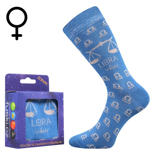 Socks with the ZODIAC sign in a LIBRA box, light blue BOMA 123660 L-11
