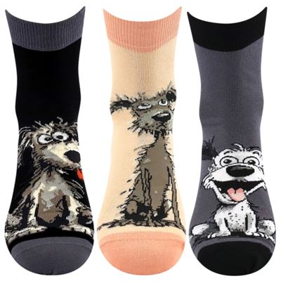 Women's summer socks ALÍK 01 with dogs MIX A (3 pairs)