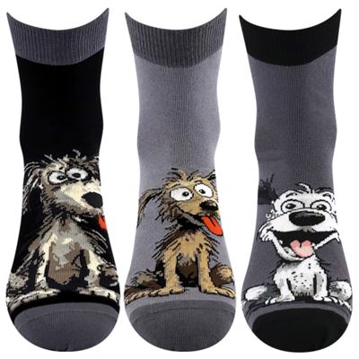 Women's summer socks ALÍK 01 with dogs MIX A dark (3 pairs)