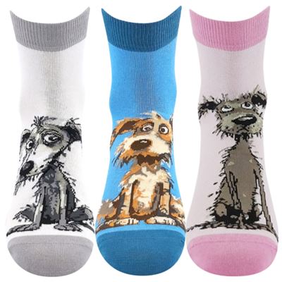 Women's summer socks ALÍK 01 with dogs MIX B light (3 pairs)