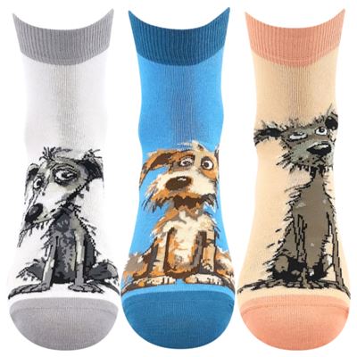 Women's summer socks ALÍK 01 with dogs MIX B light (3 pairs)