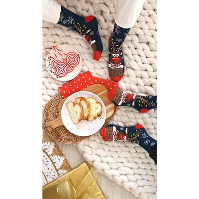 RUDY Christmas terry socks with reindeer, DARK BLUE