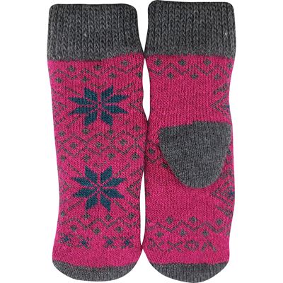 ALTA SET winter socks and knitted mittens made of merino wool and alpaca MAGENTA
