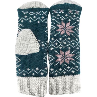 Set of winter socks and knitted mittens ALTA SET made of merino wool and alpaca DARK TURQUOISE
