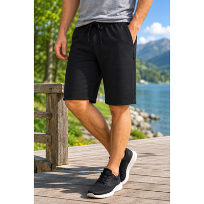 APOLLO men's cotton shorts, black