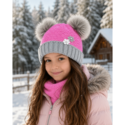 Girls' knitted hat ASCONA pink