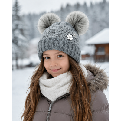 ASCONA knitted girls' hat, grey