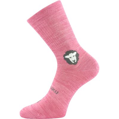 Anatomically shaped children's socks BAREFOOTIK MERINO with silver PINK