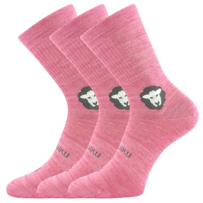 Anatomically shaped children's socks BAREFOOTIK MERINO with silver PINK