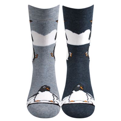 Thick terry socks BEDŘICH with penguins (2 pairs)
