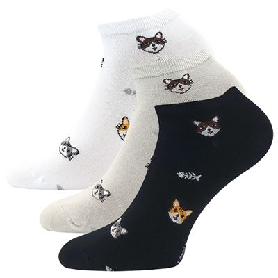 Low bamboo socks BIBIANA mix CATS (3 pairs)