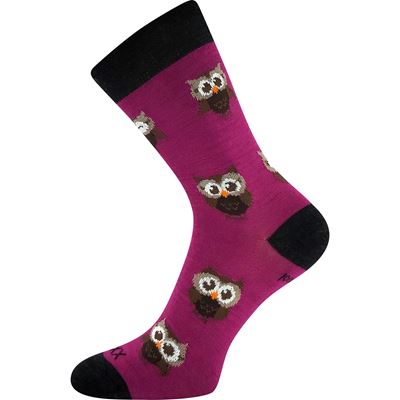 Women's thin merino socks BUBO with silver ions FUXIA
