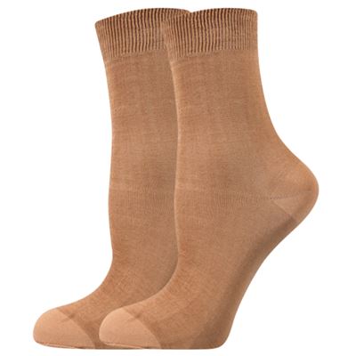 Women's COTTON nylon socks with cotton 60 DEN BEIGE (skin colour)