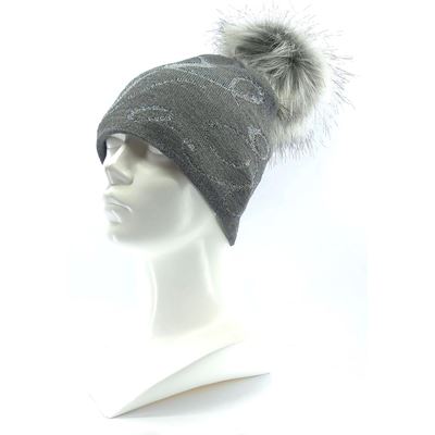CAMPO women's knitted hat with lurex and pompom GREY