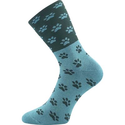 CELESTÝNA women's terry socks with PAW PRINT pattern in a mix of colours (3 pairs)