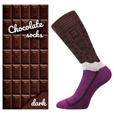 Original women's socks with CHOCOLATE motif in DARK box