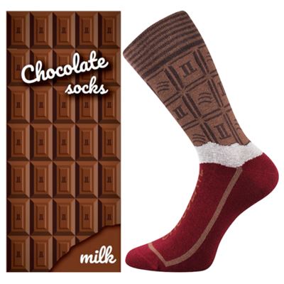 Original women's socks with CHOCOLATE motif in MILK box