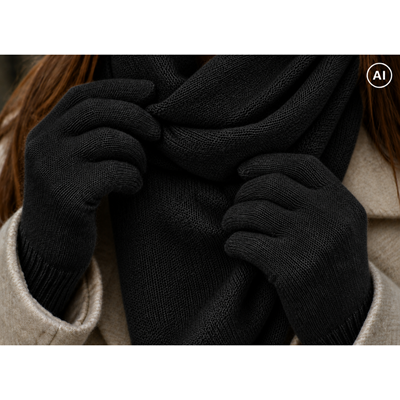 CLIO women's knitted gloves, black