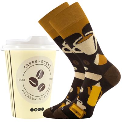 Socks in a jar with a coffee motif COFFEE pattern 4