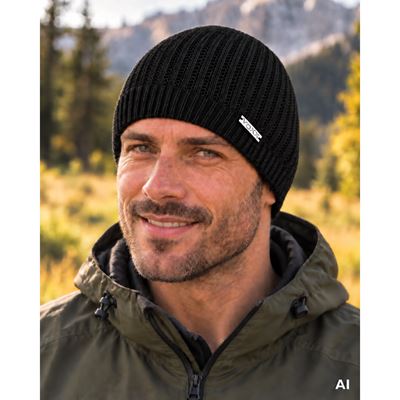 Men's knitted cap COMBA thin BLACK
