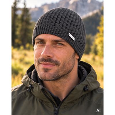 Men's knitted cap COMBA thin DARK GREY