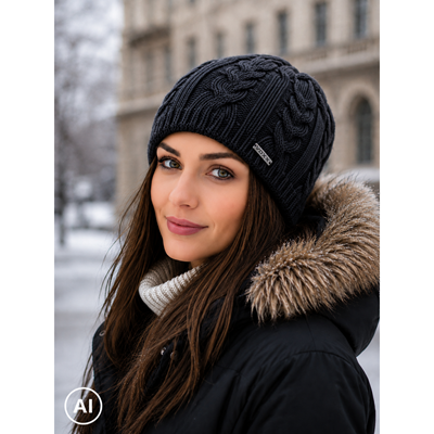 Women's knitted hat CORVETTE black
