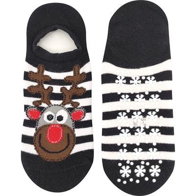 Women's terry socks CUPID ABS with reindeer BLACK