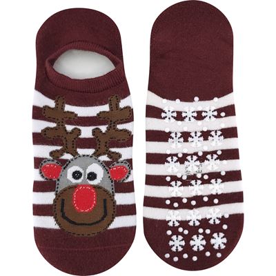 Women's terry socks CUPID ABS with reindeer WINE
