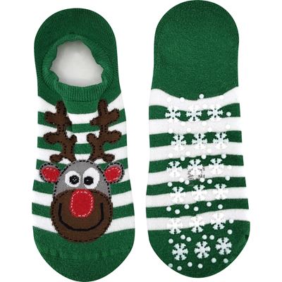 Women's terry socks CUPID ABS with reindeer GREEN