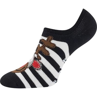 Women's terry socks CUPID ABS with reindeer BLACK