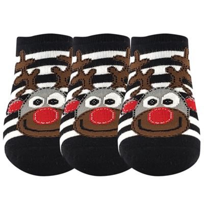 Women's terry socks CUPID ABS with reindeer BLACK