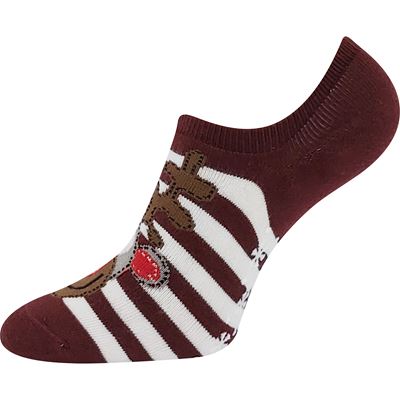 Women's terry socks CUPID ABS with reindeer WINE