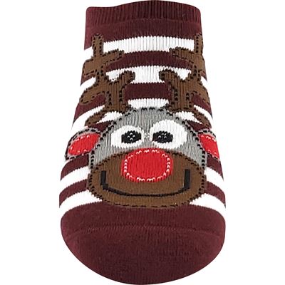 Women's terry socks CUPID ABS with reindeer WINE