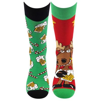 Thin Christmas DAMER socks with REINDEER and BEER designs