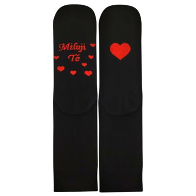 Socks for lovers DARLING black with hearts design 1