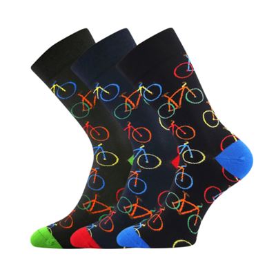 DEBIKE unisex socks with colourful bicycle designs (3 pairs)