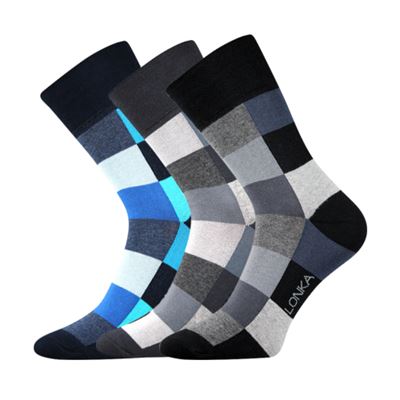 DECUBE cotton checked socks with silver MIX DARK (3 pairs)