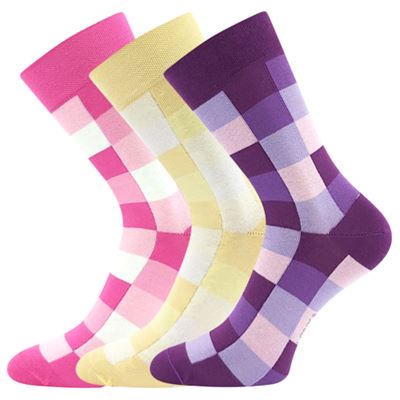 DEKOSTKAN cotton checked socks with silver MIX A (3 pairs)