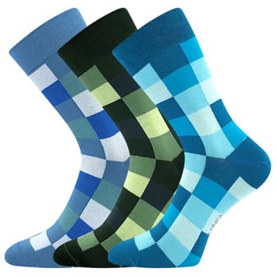 DEKOSTKAN cotton checked socks with silver MIX C (3 pairs)