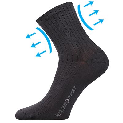 DEMEDIK medicine socks with non-constricting cuff DARK GREY