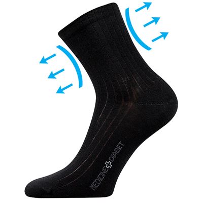 DEMEDIK medical socks with non-constricting cuff BLACK