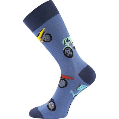 Men's funny socks DEPATE with MOTO 2 images, blue